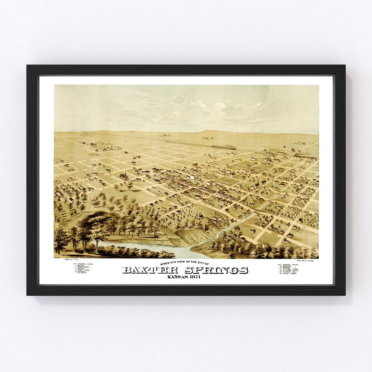Baxter Springs Vintage Map 1871