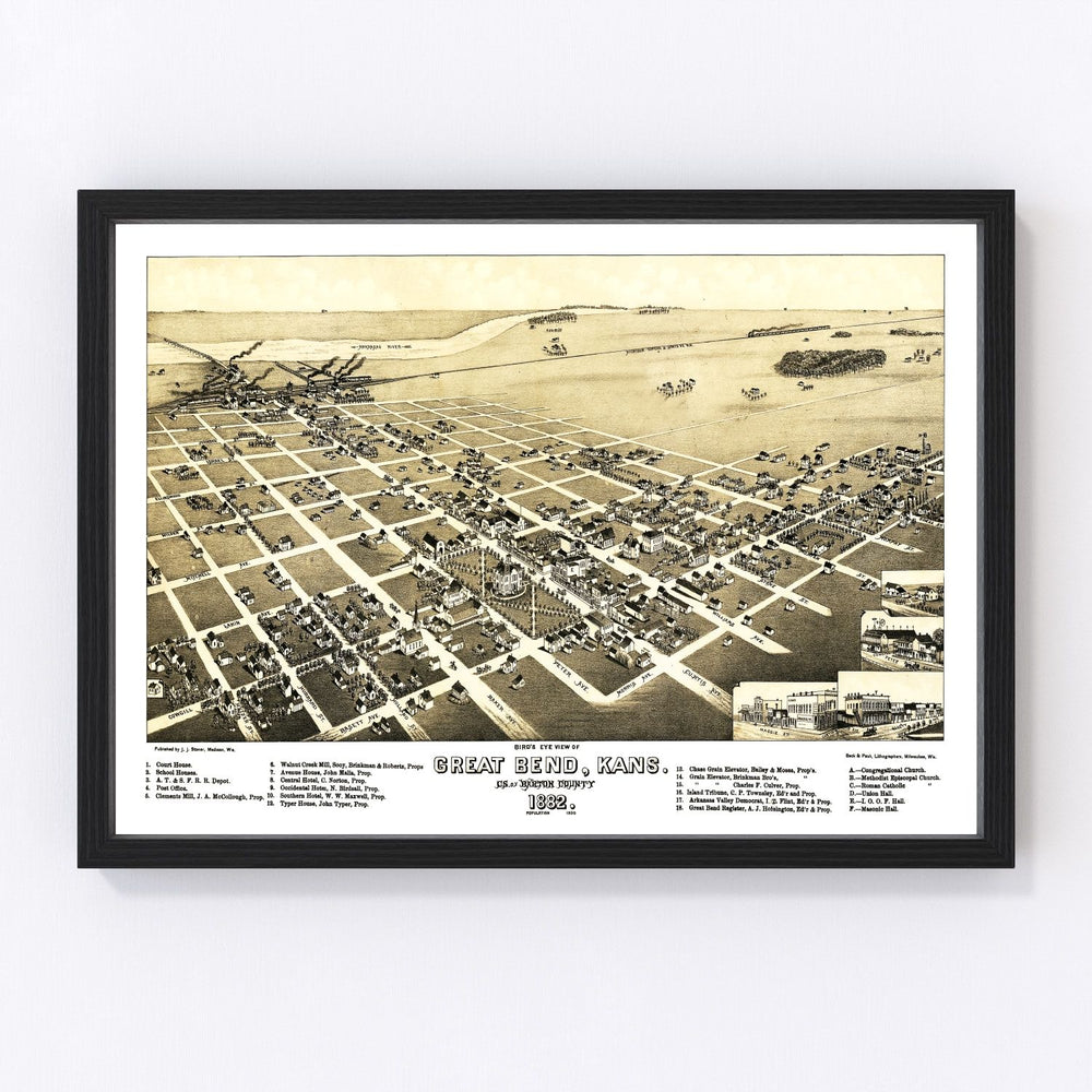 Great Bend Vintage Map 1882