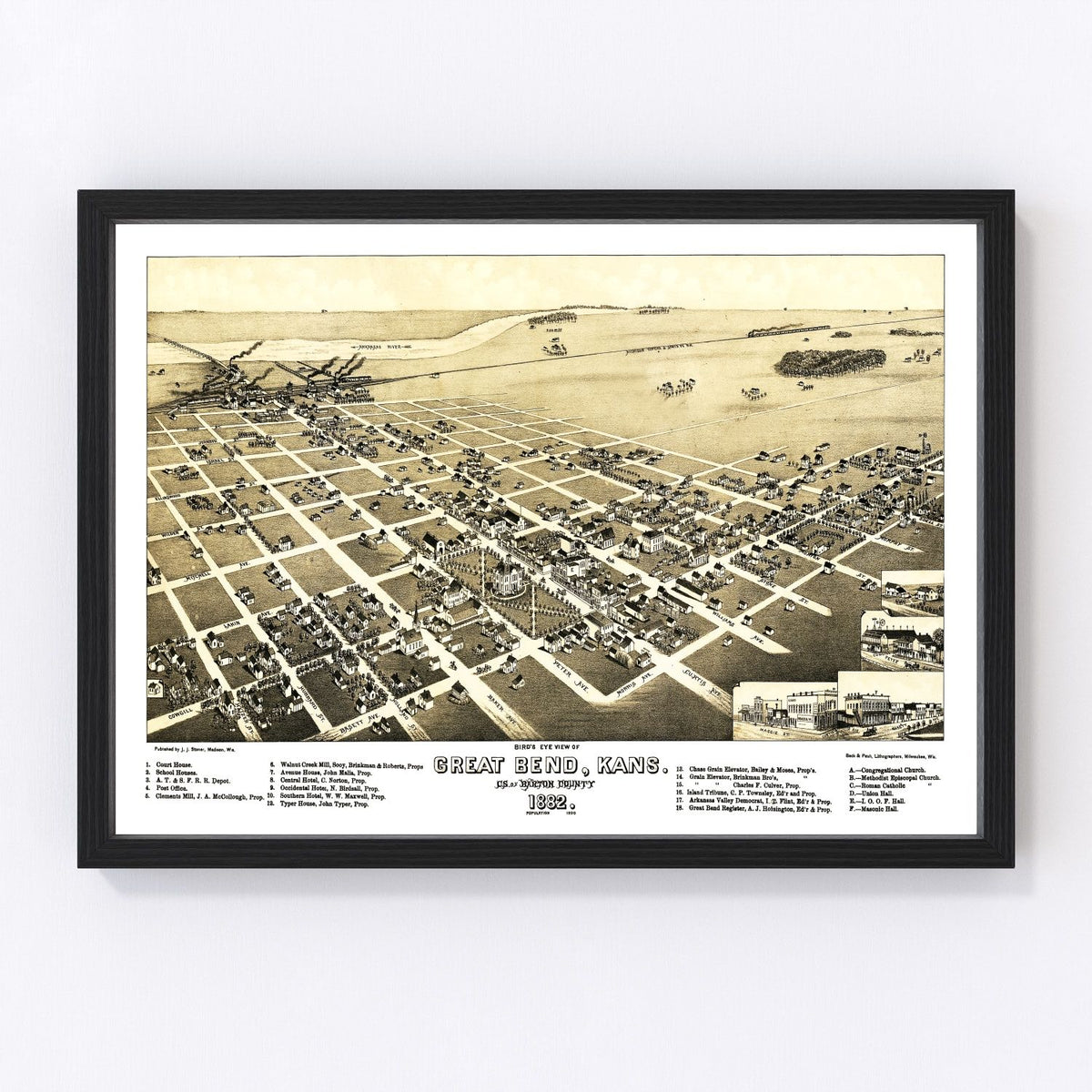 Great Bend Vintage Map 1882