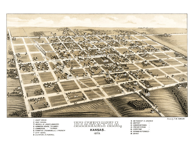 Size comparison using Vintage Map of Hiawatha, Kansas 1879
