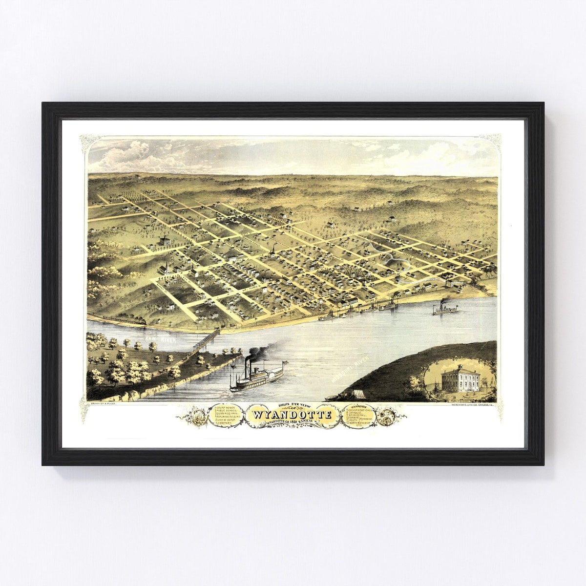 Wyandotte Vintage Map 1869