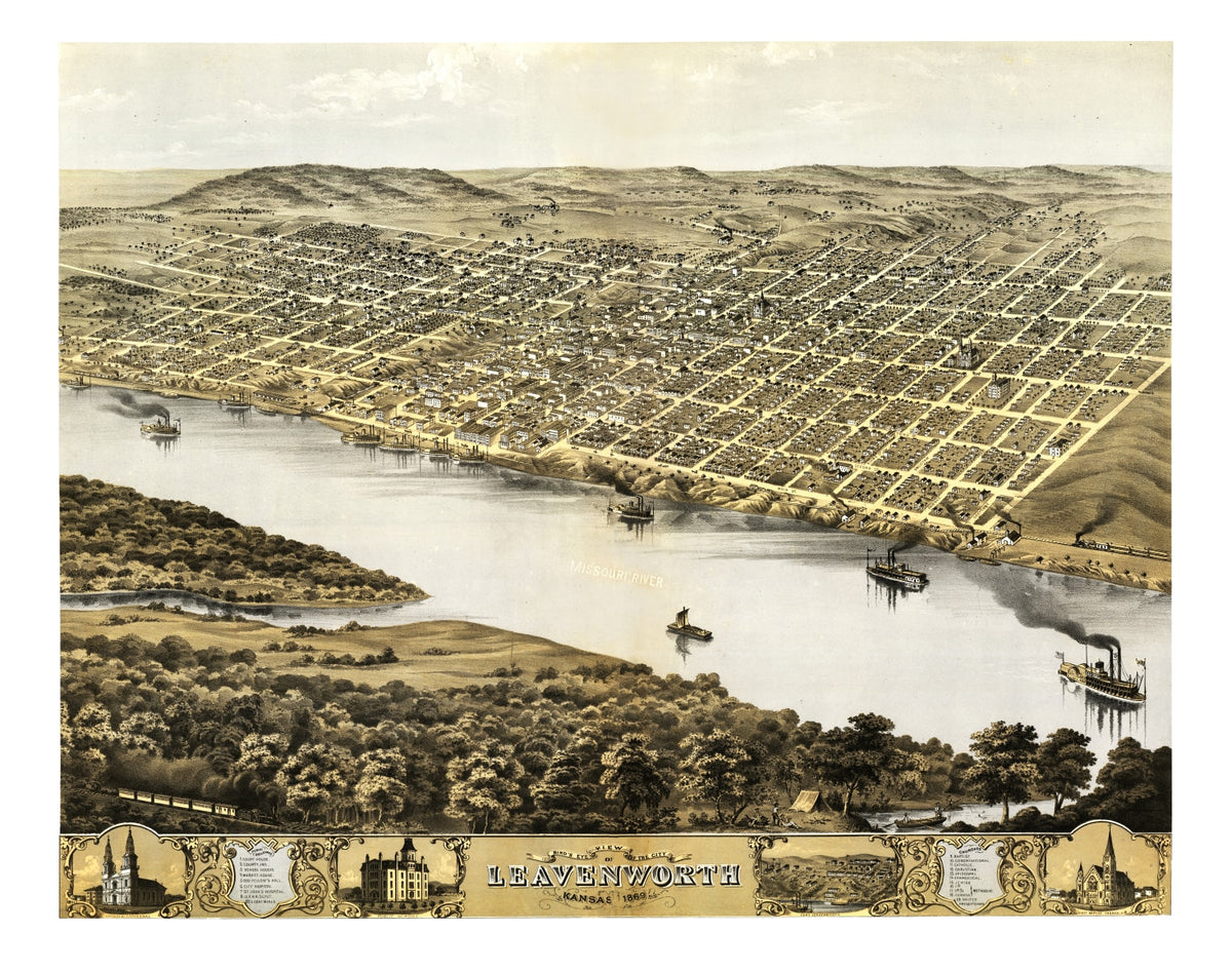 Preview of Vintage Map of Leavenworth, Kansas 1869