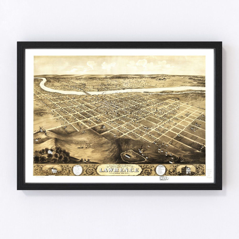 Lawrence Vintage Map 1869