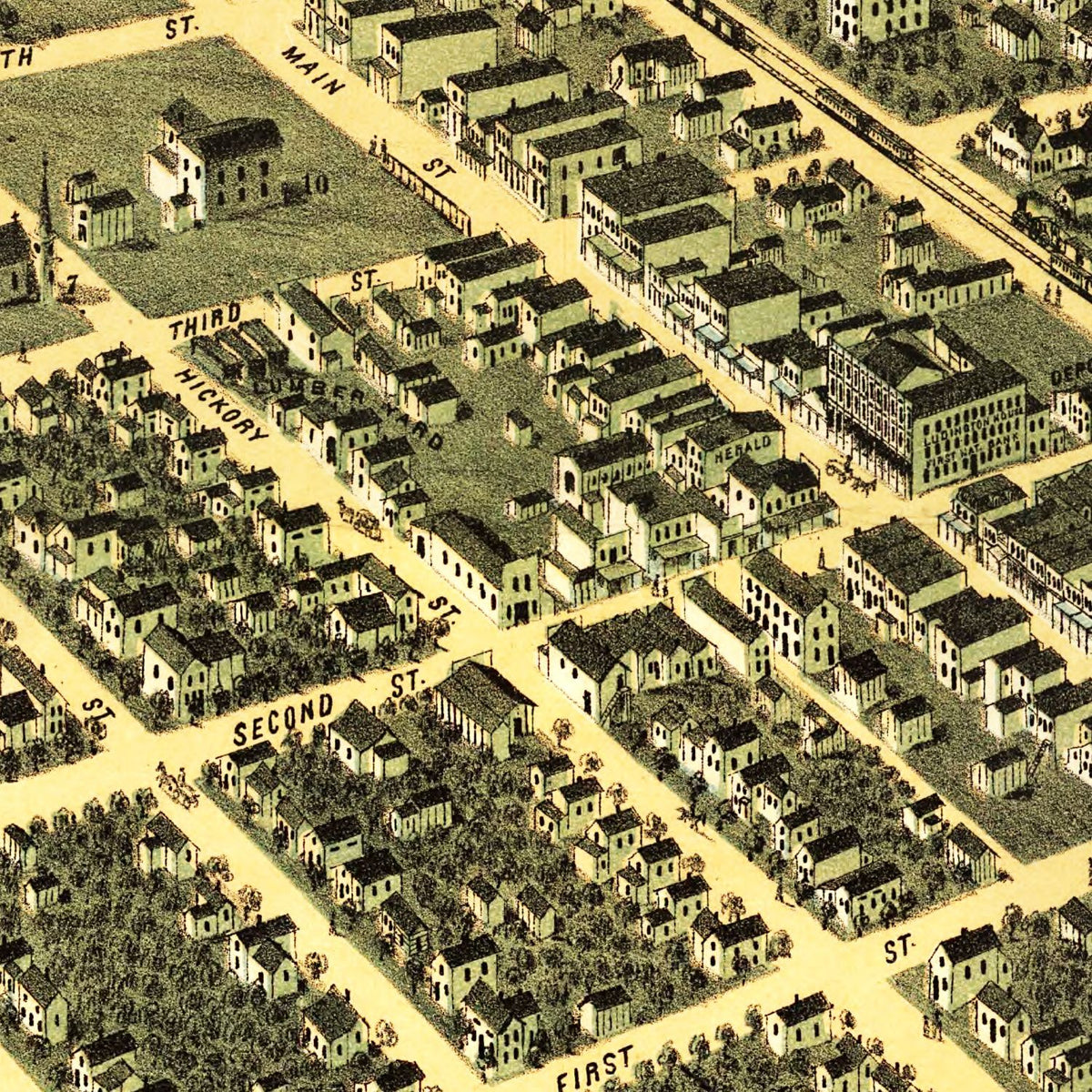 Restored historic details from the 1872 city map of Ottawa, Kansas