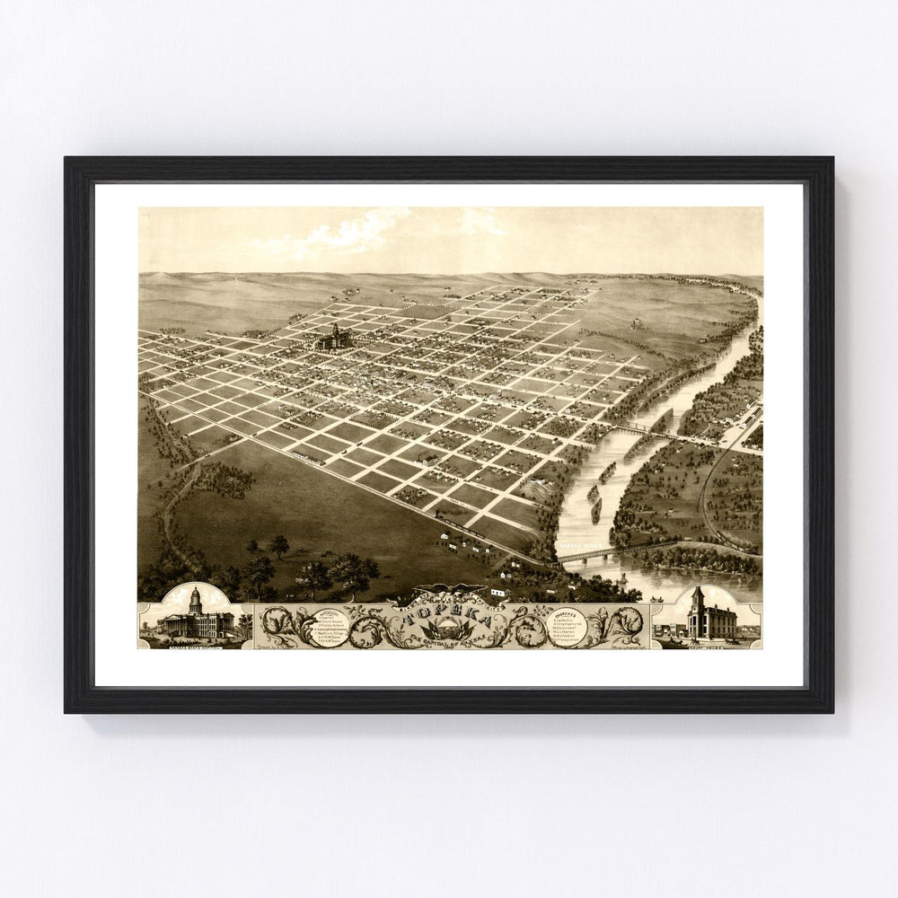 Topeka Vintage Map 1869