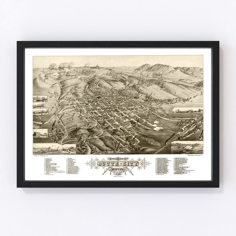 Butte City Vintage Map 1884