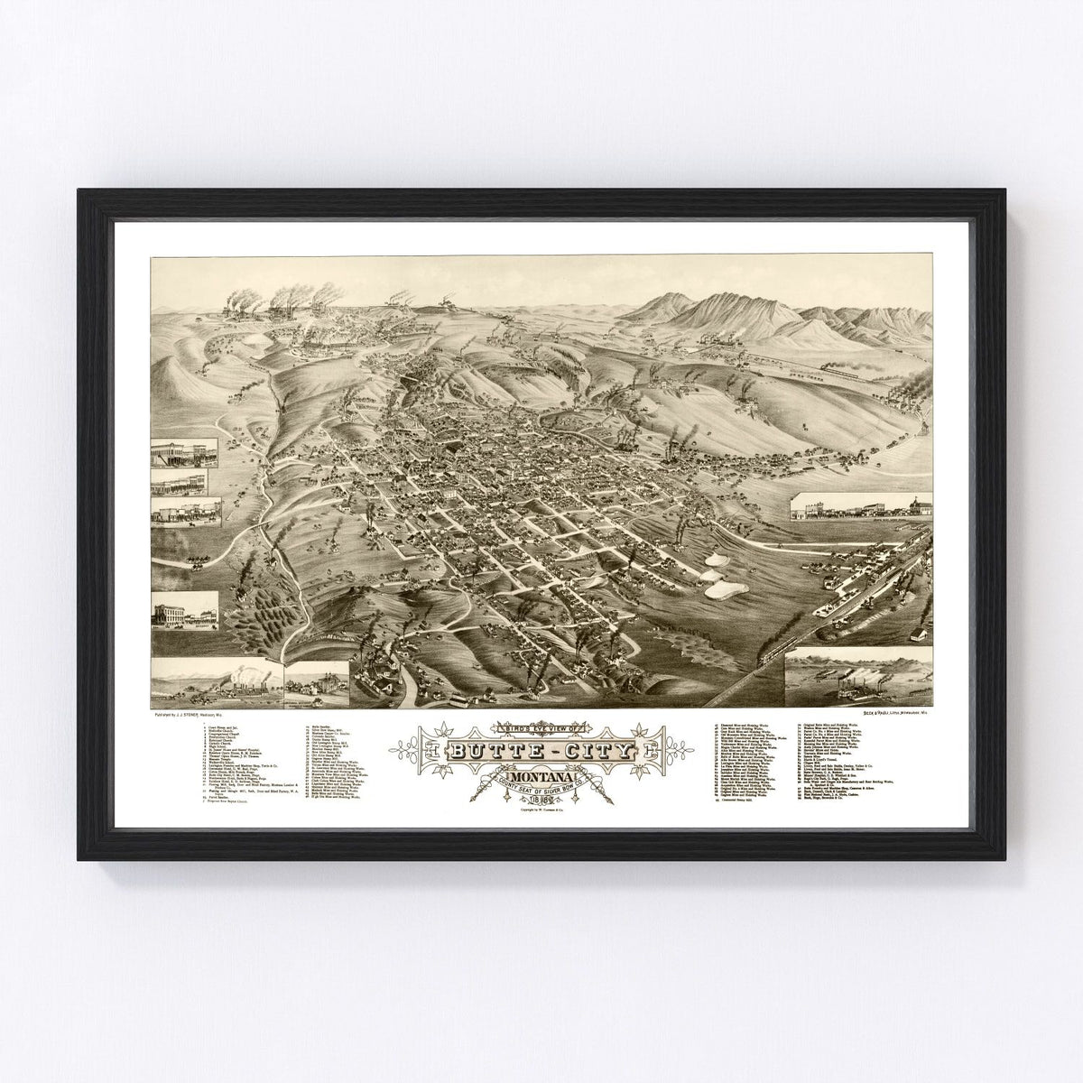 Butte City Vintage Map 1884