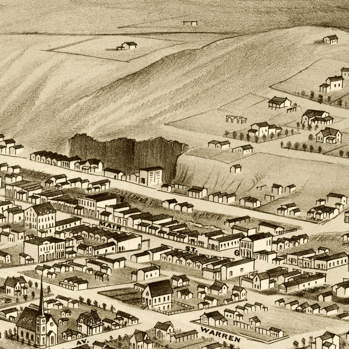 Restored historic details from the 1875 city map of Helena, Montana