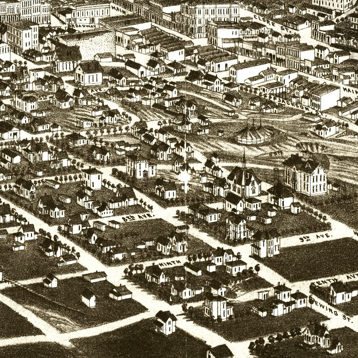 Restored historic details from the 1883 city map of Helena, Montana