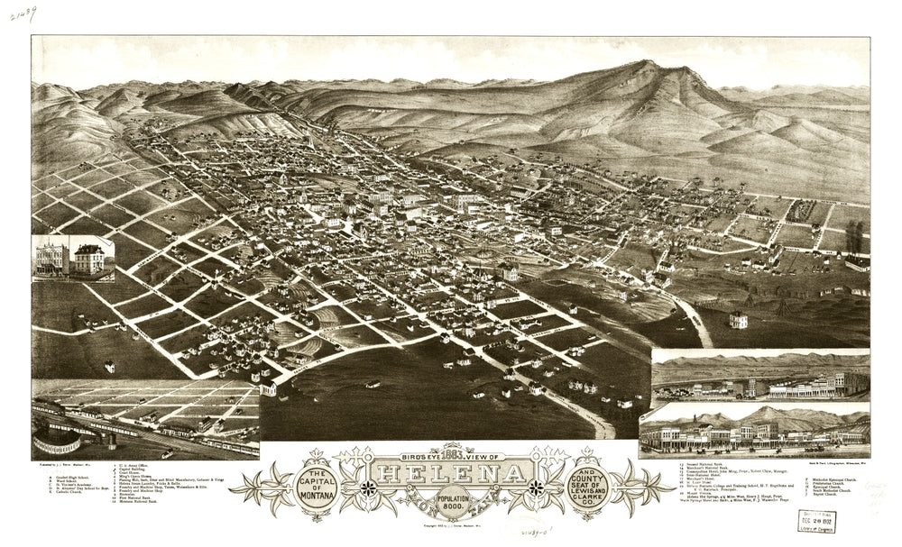 Vintage Map of Helena, Montana 1883 print style example