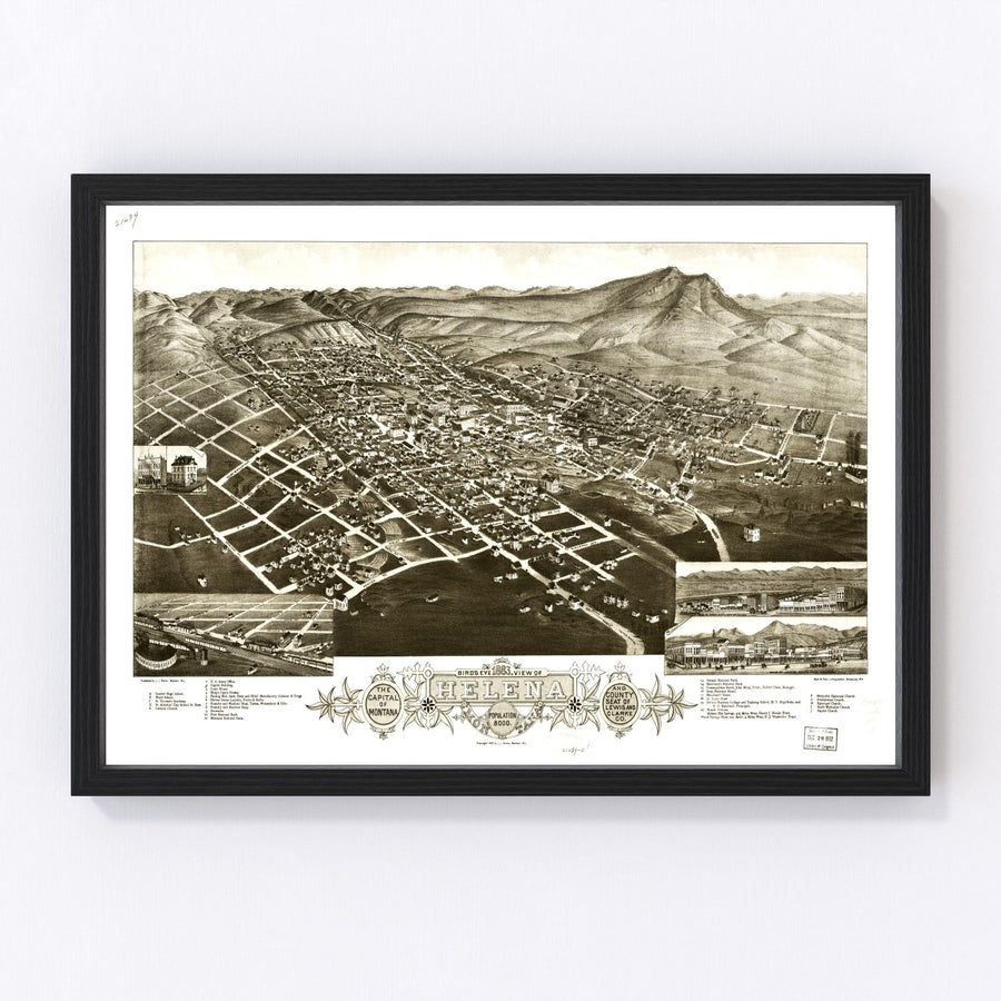 Vintage Map of Helena, Montana 1883
