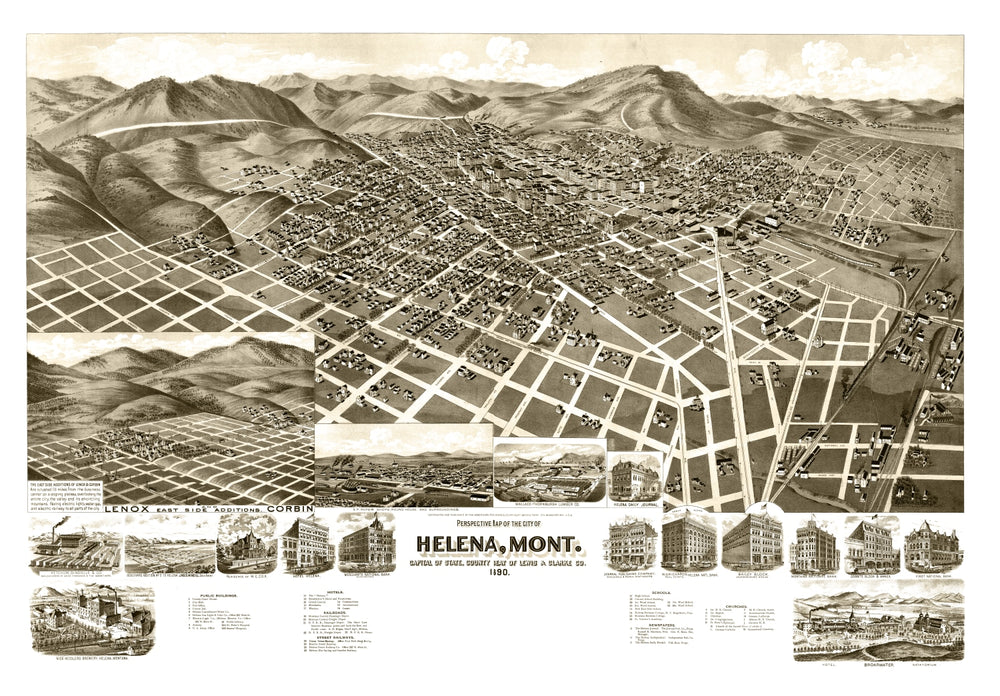 Vintage Map of Helena, Montana 1890 print style example