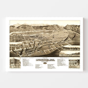 Vintage Map of Livingston, Montana 1883