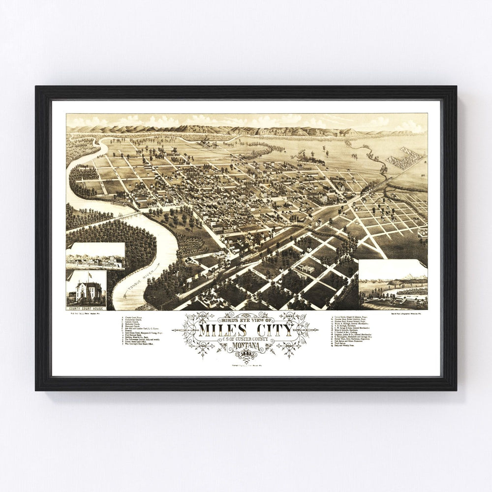 Miles City Vintage Map 1883