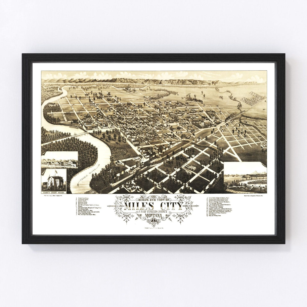 Miles City Vintage Map 1883