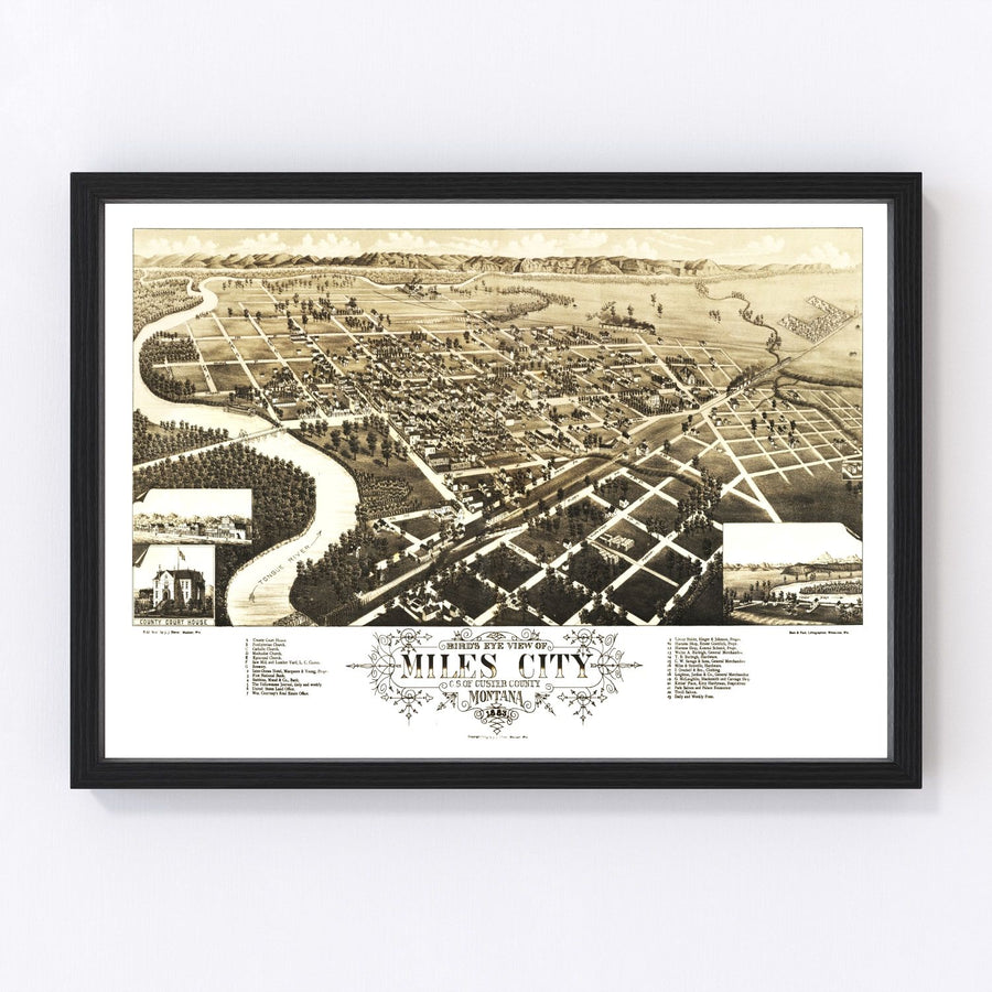 Miles City Vintage Map 1883