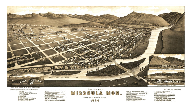 Size comparison using Vintage Map of Missoula, Montana 1884