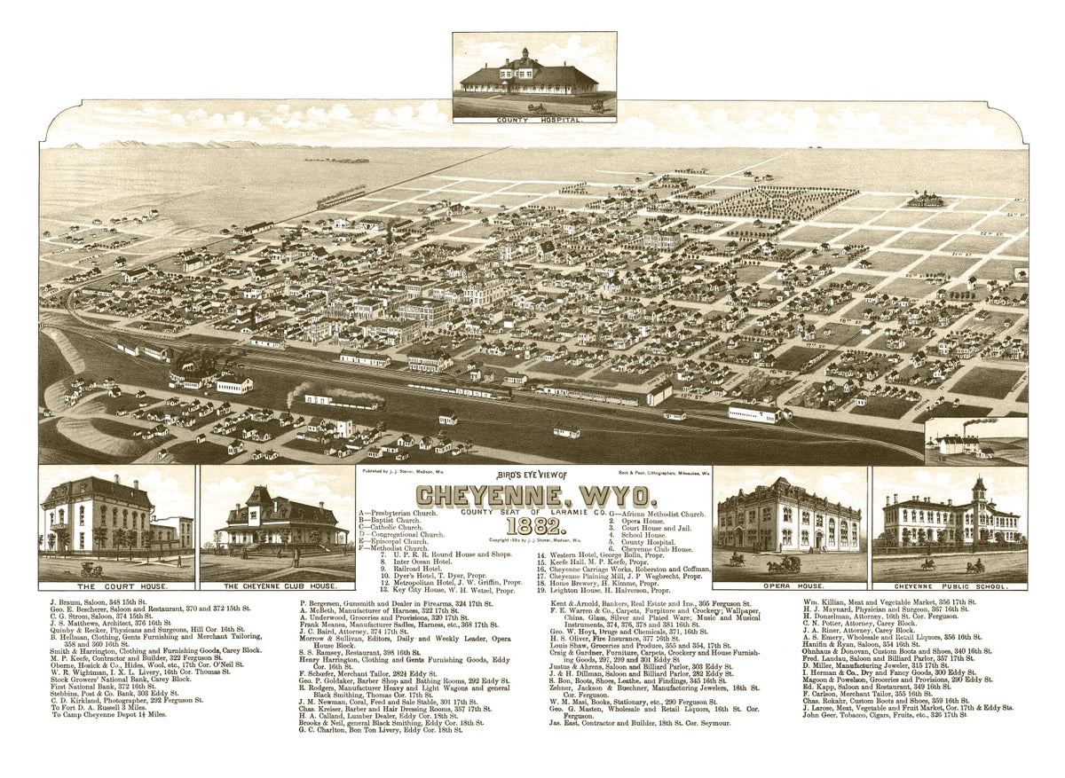 Preview of Vintage Map of Cheyenne, Wyoming 1882