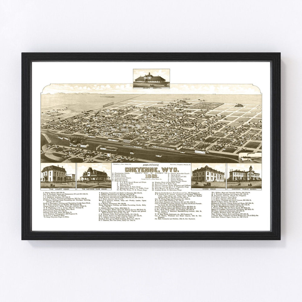 Cheyenne Vintage Map 1882