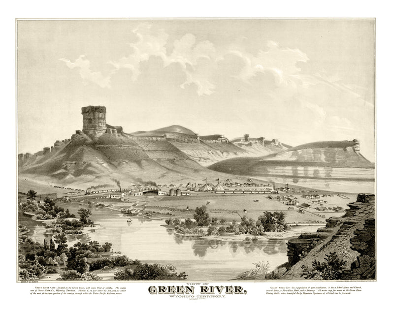 Size comparison using Vintage Map of Green River, Wyoming 1875