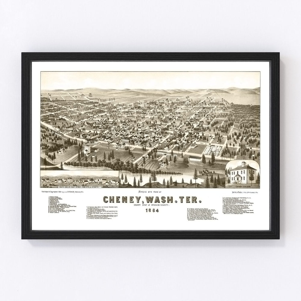 Cheney Vintage Map 1884