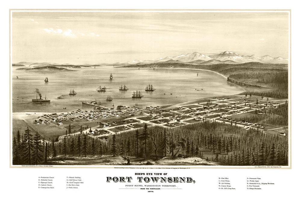 Vintage Map of Port Townsend, Washington 1878 print style example