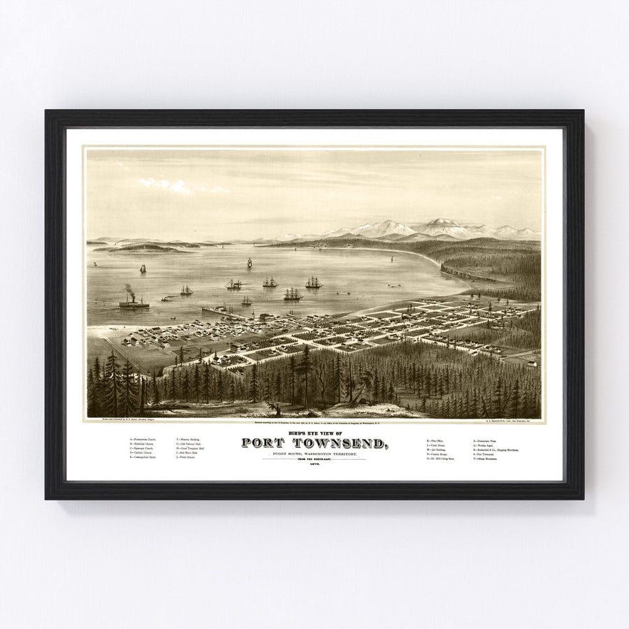 Vintage Map of Port Townsend, Washington 1878