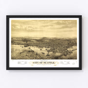 Seattle Vintage Map 1878