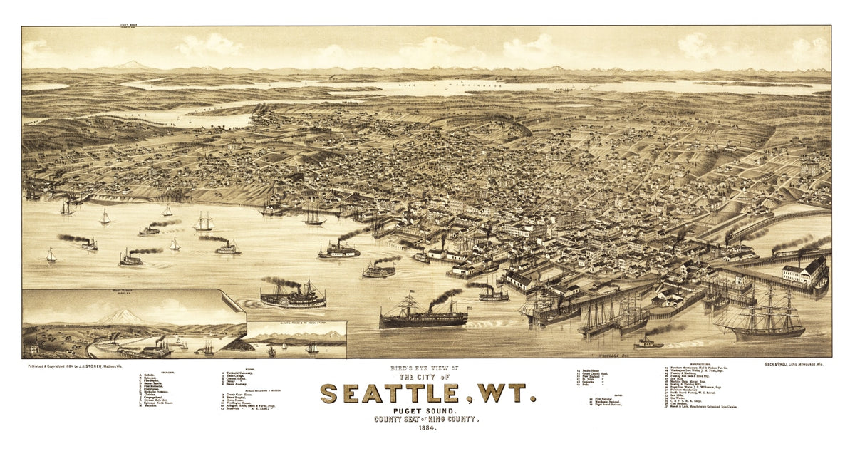 Preview of Vintage Map of Seattle, Washington 1884