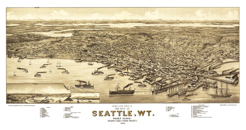 Size comparison using Vintage Map of Seattle, Washington 1884