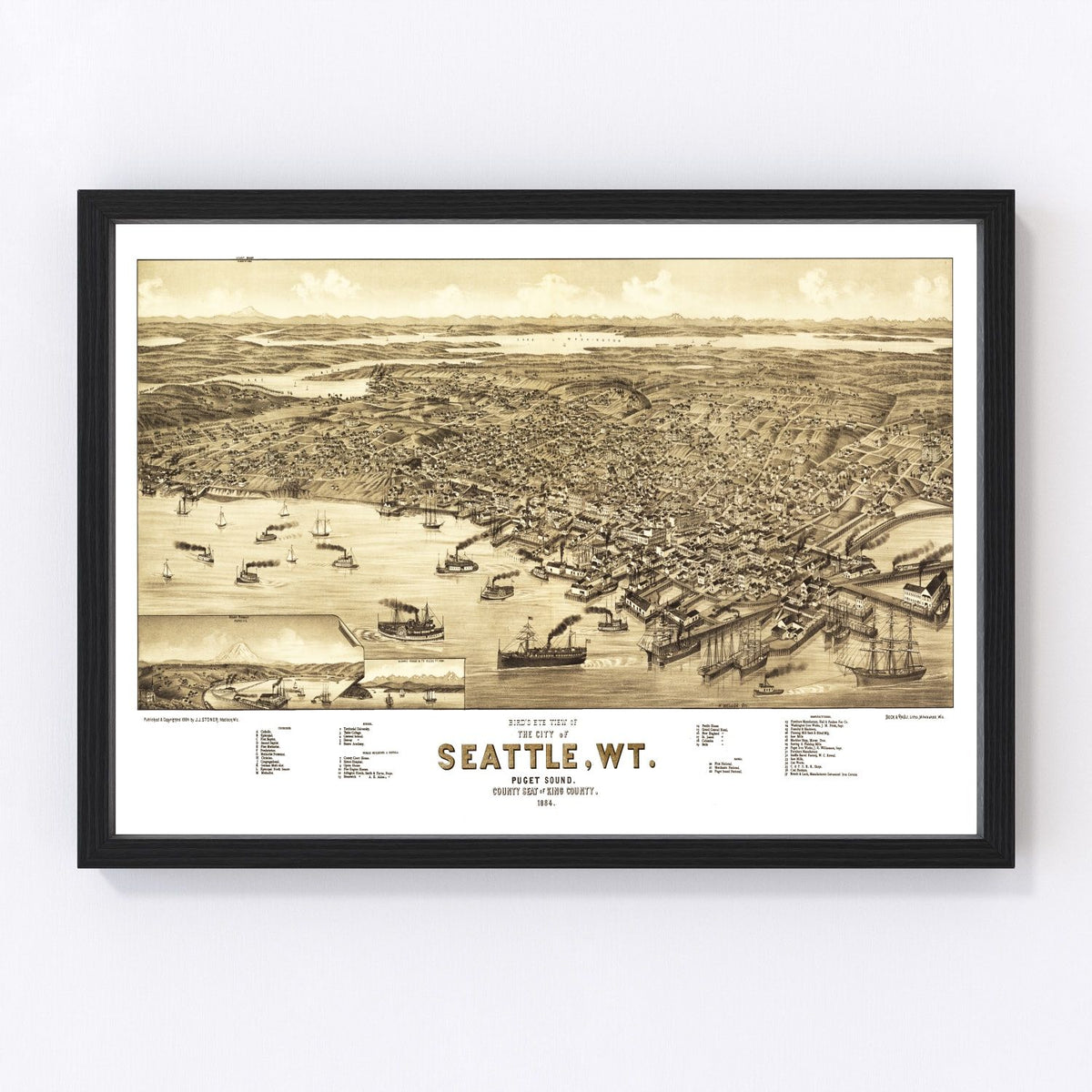 Seattle Vintage Map 1884