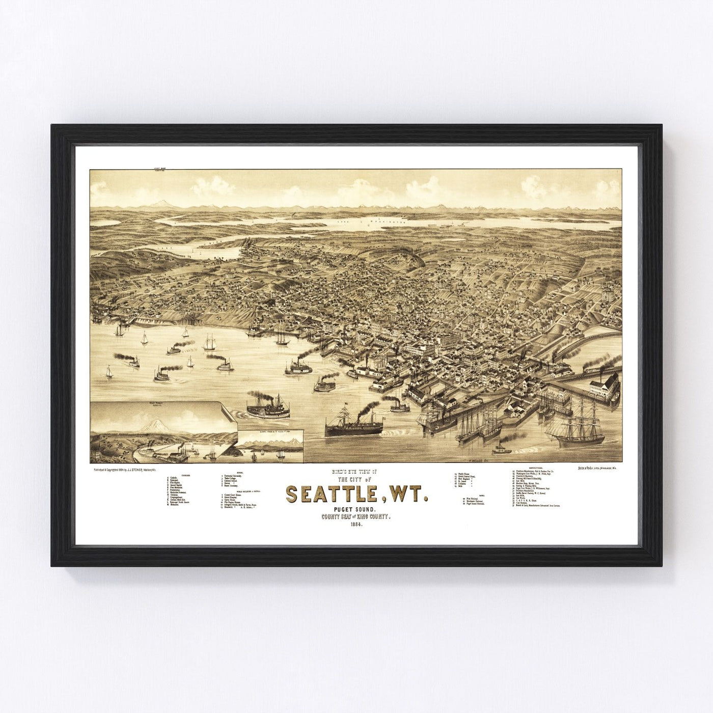 Seattle Vintage Map 1884