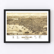 Seattle Vintage Map 1884