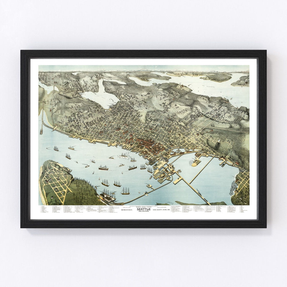 Seattle Vintage Map 1891