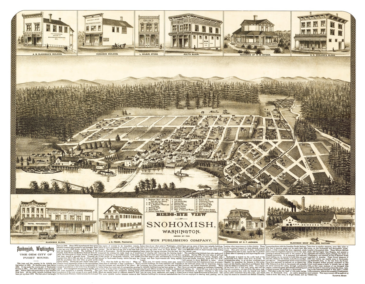 Preview of Vintage Map of Snohomish, Washington 1890