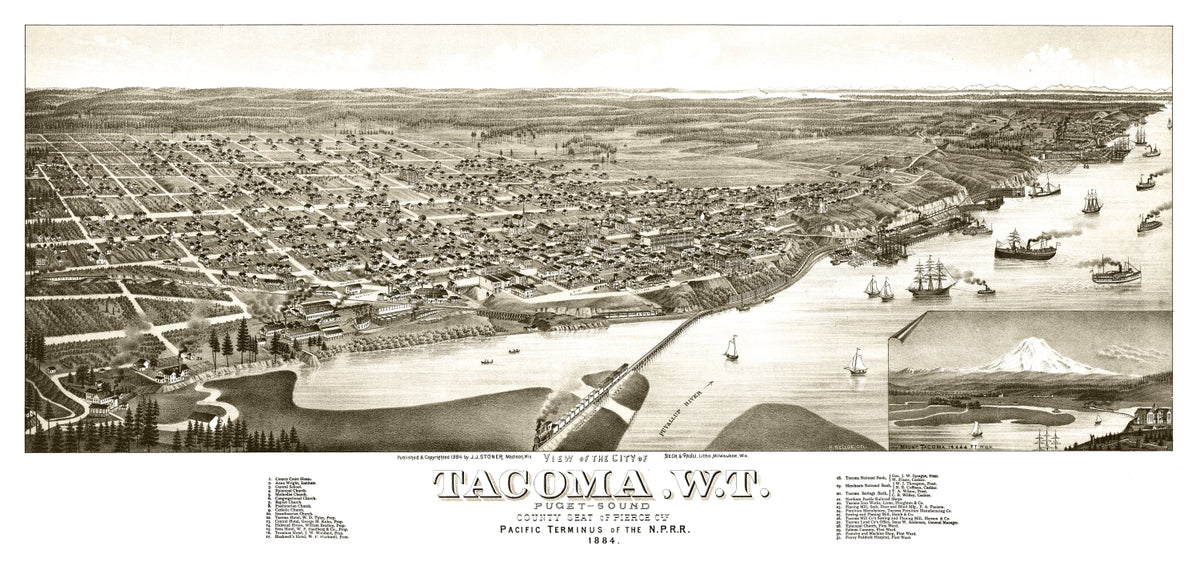 Preview of Vintage Map of Tacoma, Washington 1884
