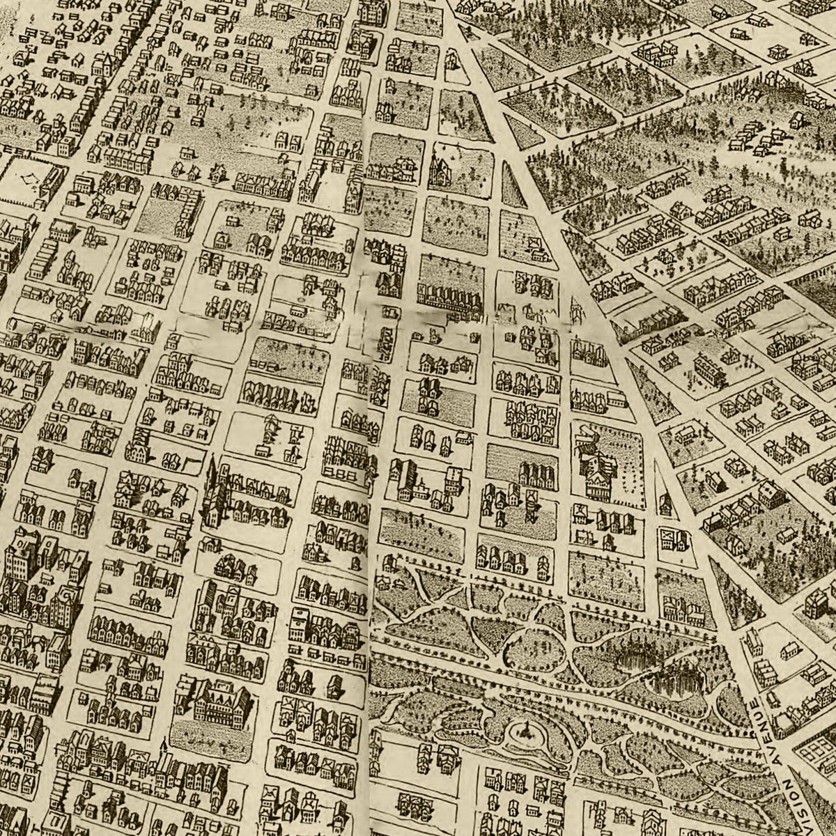 Restored historic details from the 1893 city map of Tacoma, Washington