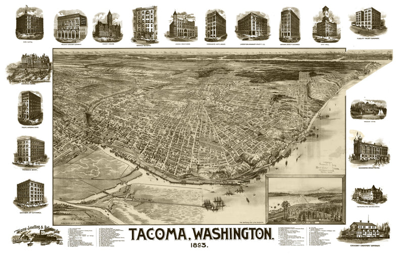 Size comparison using Vintage Map of Tacoma, Washington 1893