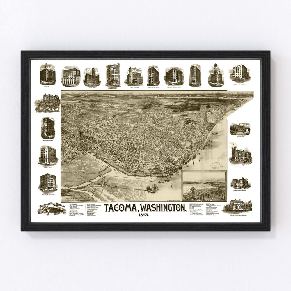 Tacoma Vintage Map 1893