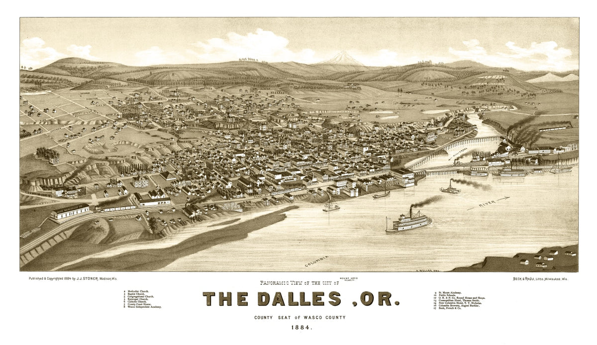 Preview of Vintage Map of Dalles, Oregon 1884