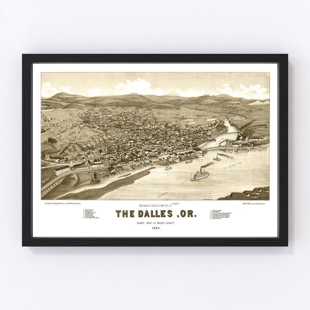 Dalles Vintage Map 1884
