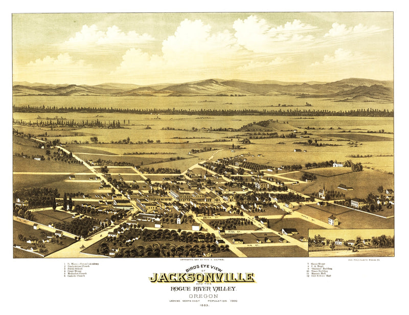 Size comparison using Vintage Map of Jacksonville, Oregon 1883