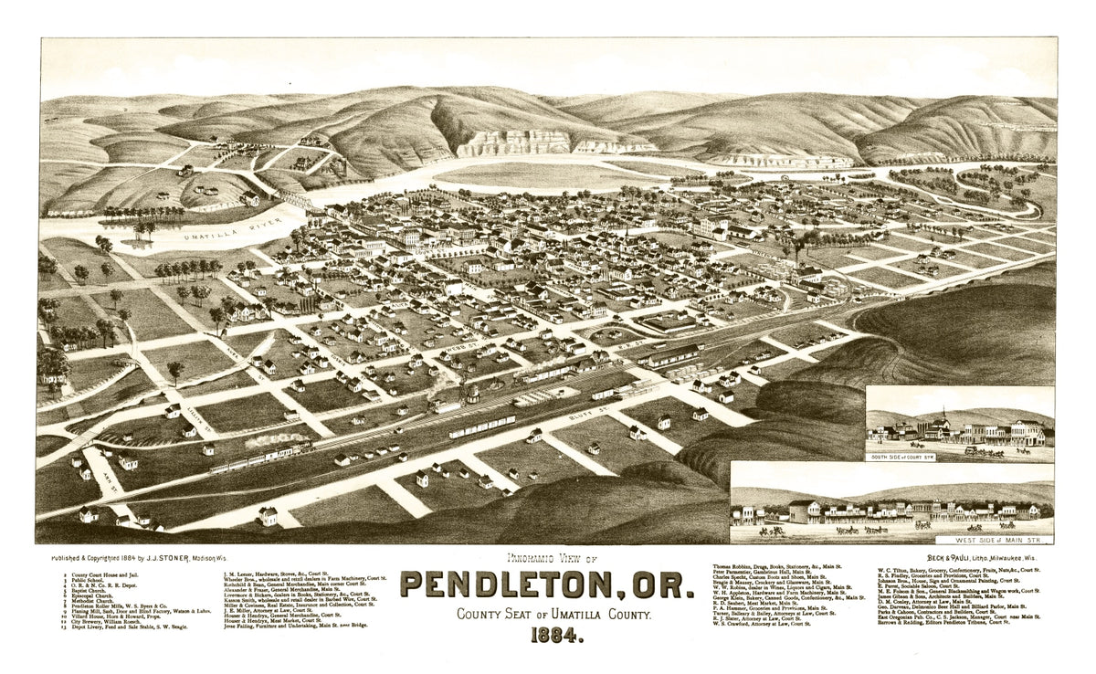 Preview of Vintage Map of Pendleton, Oregon 1884