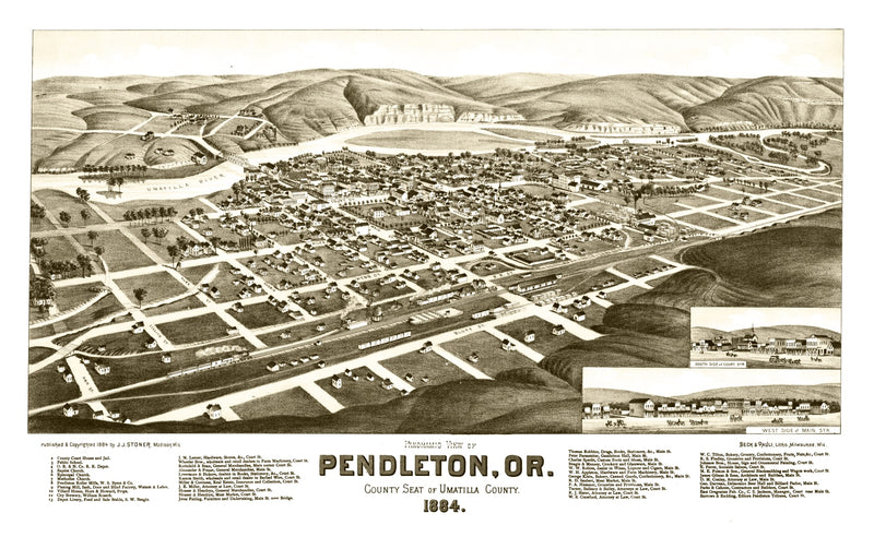 Size comparison using Vintage Map of Pendleton, Oregon 1884
