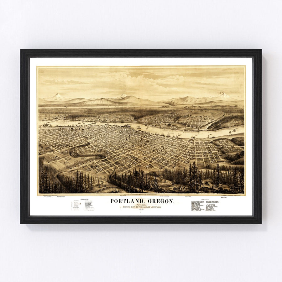 Vintage Map of Portland, Oregon 1879