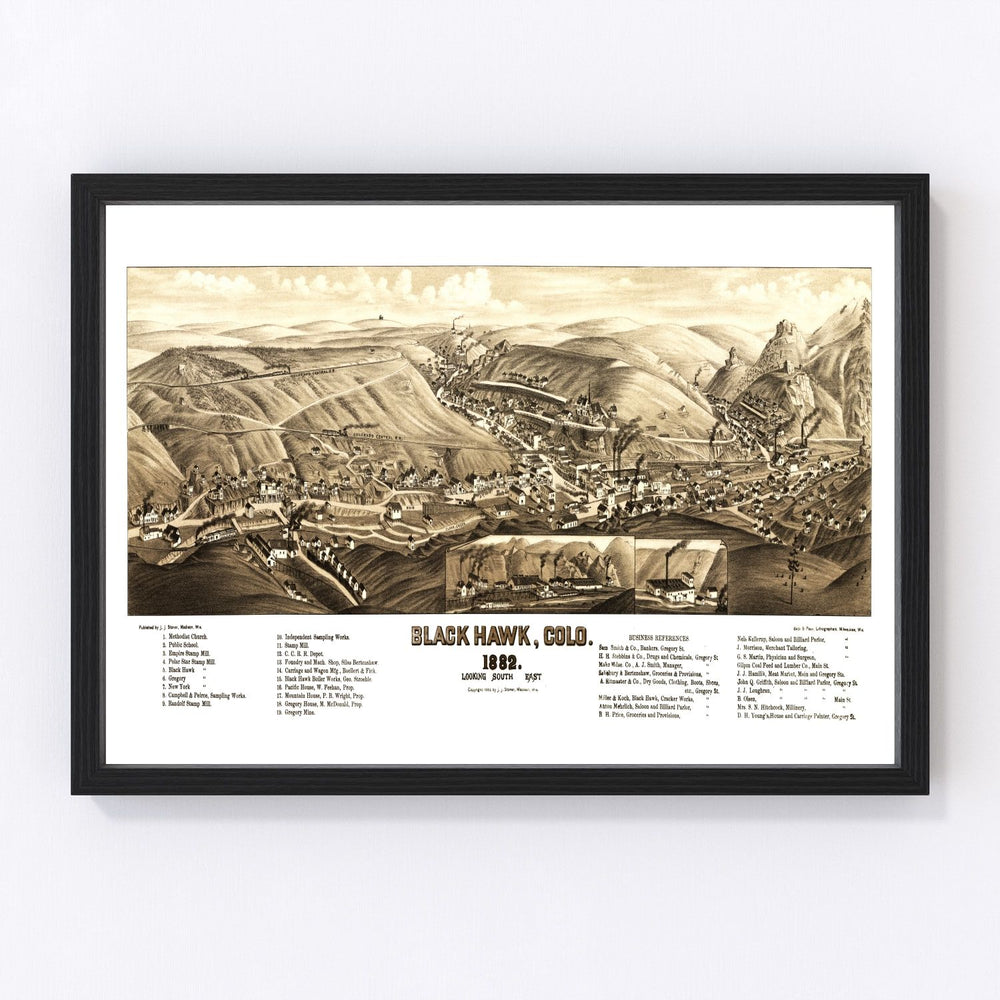 Black Hawk Vintage Map 1882