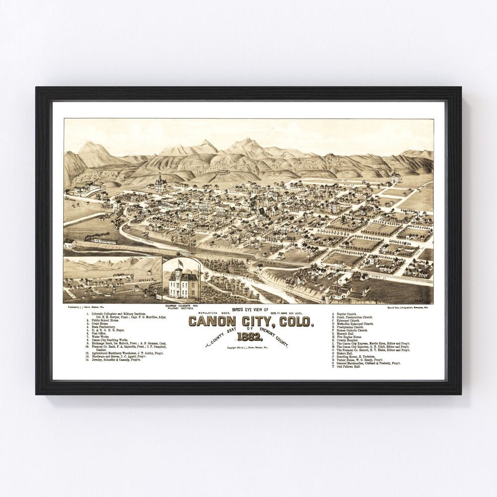 Canon City Vintage Map 1882