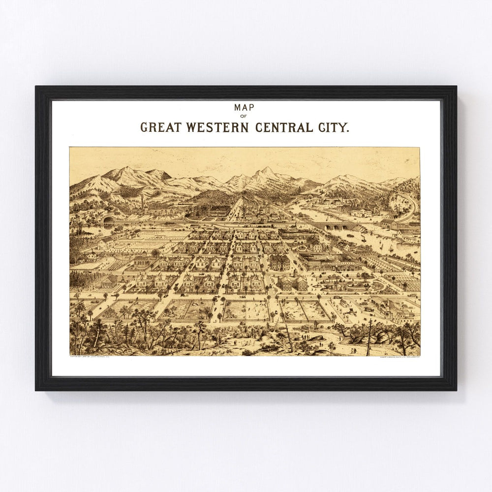 Central City Vintage Map 1887