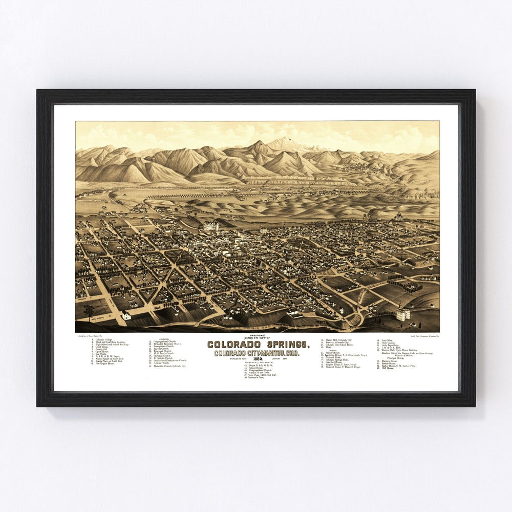 Colorado Springs Vintage Map 1882