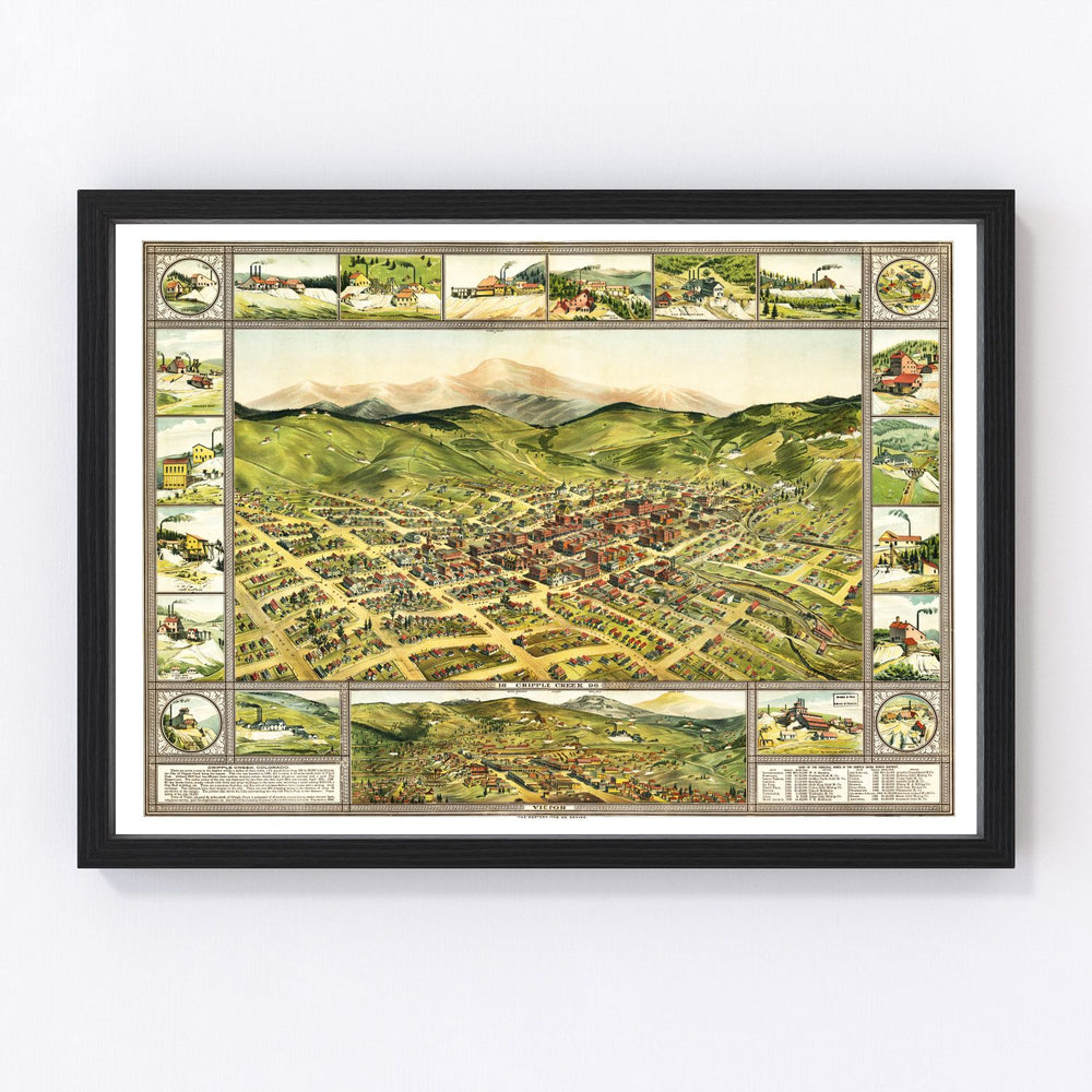 Cripple Creek Vintage Map 1896